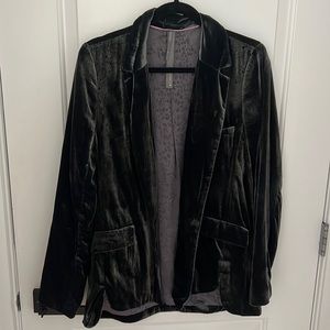 Anthropologie velvet blazer in deep olive green